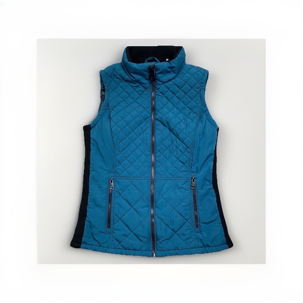 Andrew Marc Women's Quilted Insulated Vest Size S Aqua & Black*